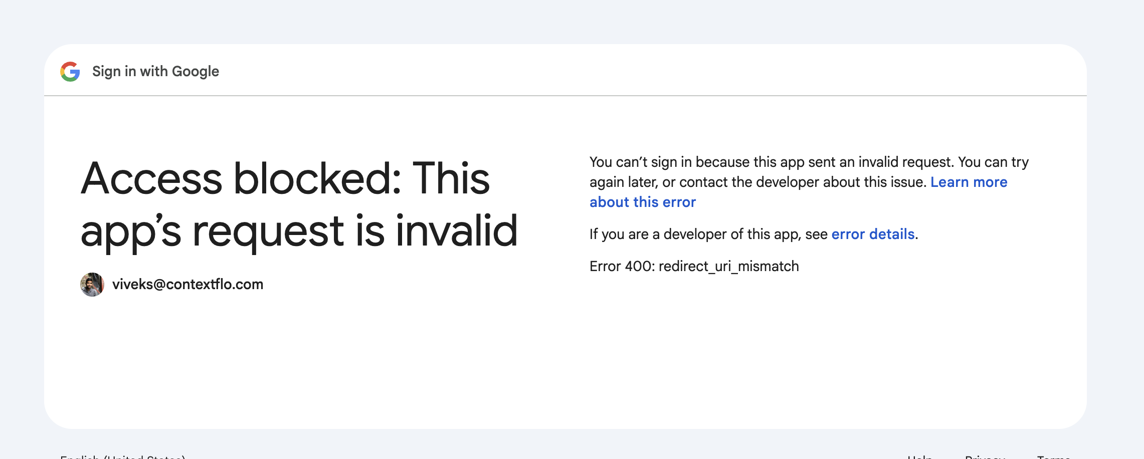 redirect_uri_mismatch error when connecting BigQuery to Claude