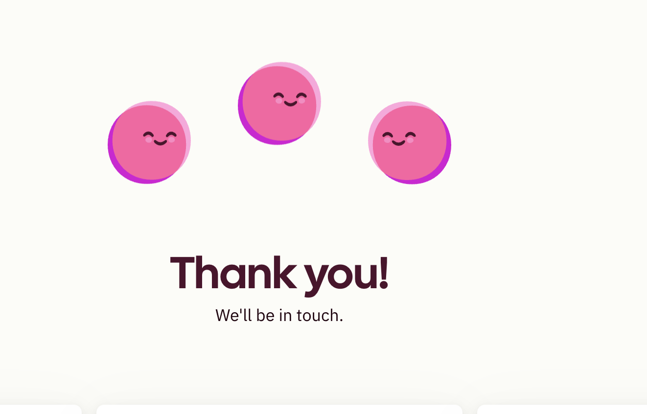 Omni's page after requesting a trial: Thank you, we'll be in touch, with no product access